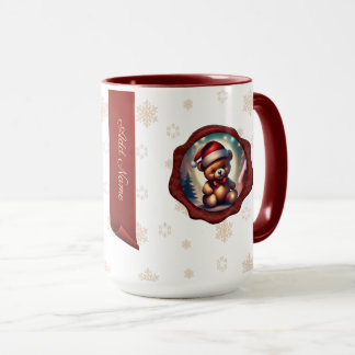 Personligen Banner White på julen Teddy Startree Mugg