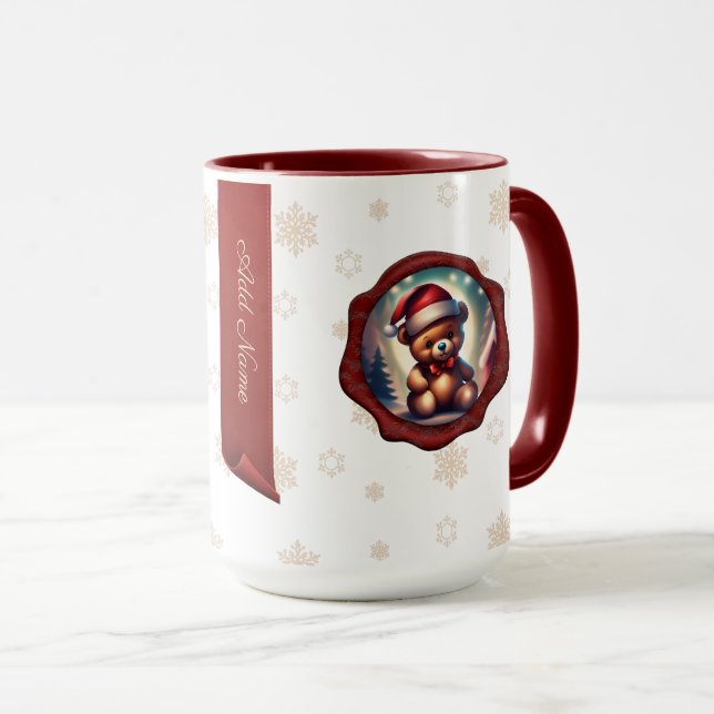 Personligen Banner White på julen Teddy Startree Mugg (Framsida höger)