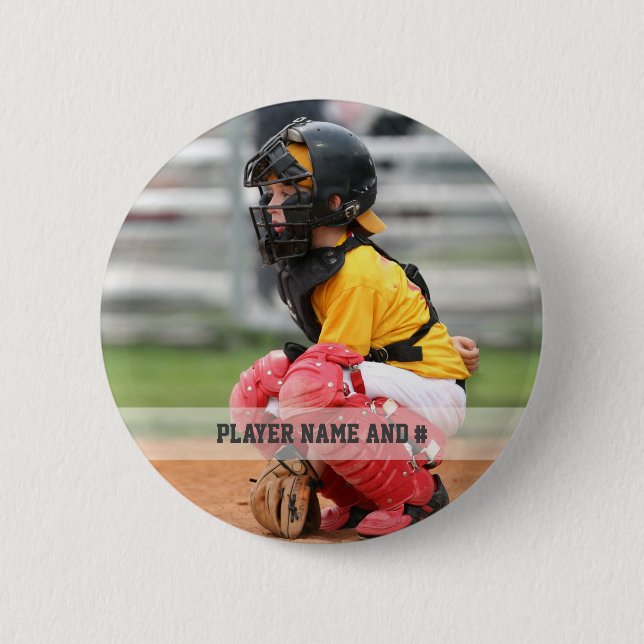 Personligen Baseball Player Photo Namn Number Knapp (Framsida)