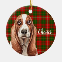 Personligen Basset Hound Hund Julgransprydnad Keramik
