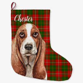 Personligen Basset Hound Hund Stor Julstrumpa
