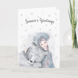 Personligen Bear & Girl jul Kort