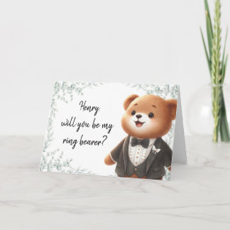 Personligen Bearer Bear i Ring Frieri fråga Kort