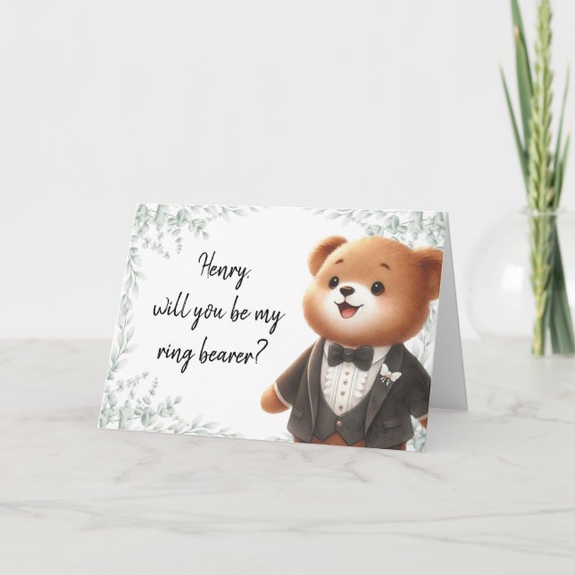 Personligen Bearer Bear i Ring Frieri fråga Kort (Framsida)