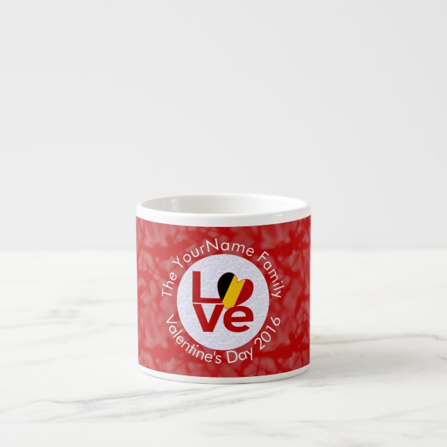 Personligen Belgium Red KÄRLEK Flagga Espressomugg (Framsidan)
