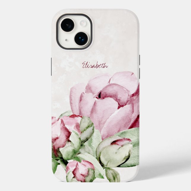 Personligen BeSnyval Watercolor Peonies Beige (Baksida)