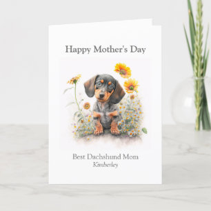 Personligen Best Hund Mamma Pet Dachshund Blommigt Helgkort