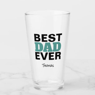 Personligen Best Pappa någonsin Black Teal Typogra Glaskopp