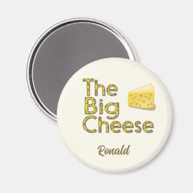Personligen Big Cheese med Namn Magnet (Front/Back)