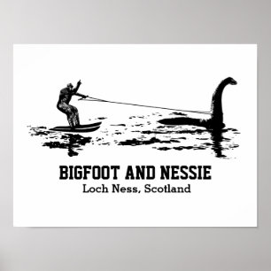 Personligen Bigfoot och Nessie Loch Ness Poster