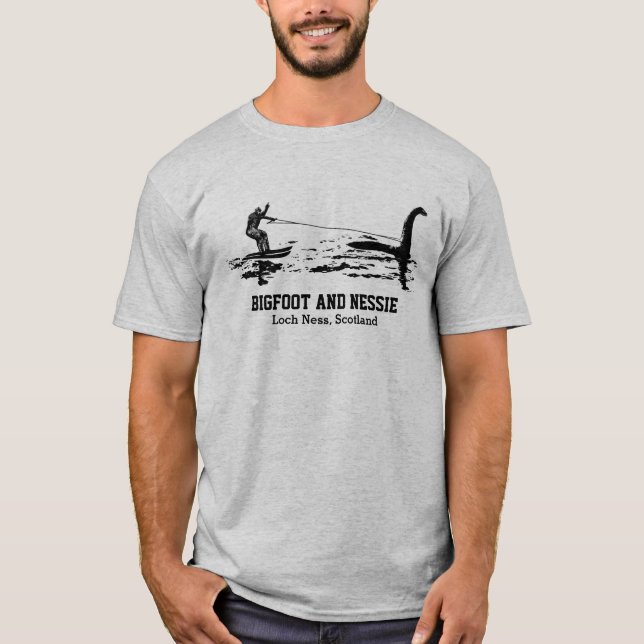 Personligen Bigfoot och Nessie Loch Ness T Shirt (Framsida)