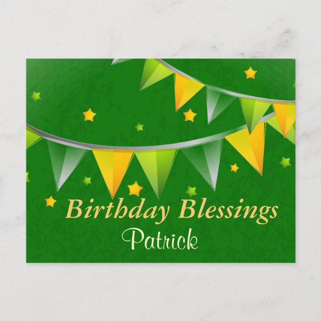 Personligen Birthday Blessings Irish Vykort (Framsida)