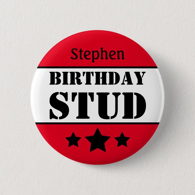 Personligen Birthday Stud Knapp (Framsida)