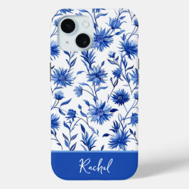 Personligen Blå Blommigt iphone case