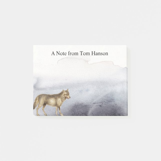 Personligen Blå moln för vattenfärgsVarg,  Post-it Block (Framsida)