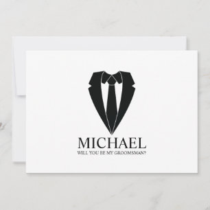 Personligen Black Bröllop Kostym Groomsman Frieri Inbjudningar