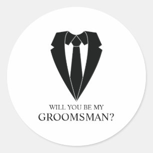 Personligen Black Bröllop Kostym Groomsman Frieri Runt Klistermärke