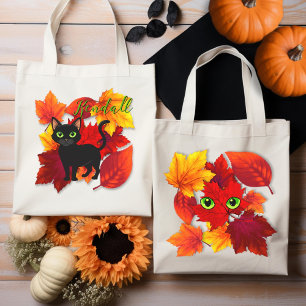 Personligen Black Cat Foliage Season Tygkasse