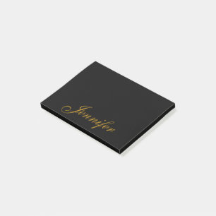 Personligen Black Guld Calligraphy Script Post-it Block