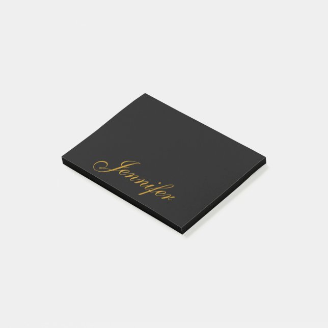 Personligen Black Guld Calligraphy Script  Post-it Block (Vinklad)