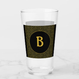 Personligen Black & Guld Filigree Monogram Glaskopp