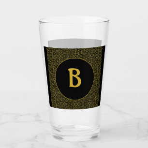 Personligen Black & Guld Filigree Monogram Glaskopp