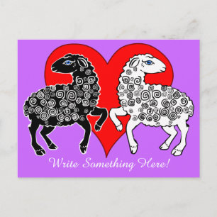 Personligen Black White Big Red Heart Vykort