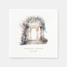 Personligen Blommigt Arch för vattenfärg Bröllop Pappersservett