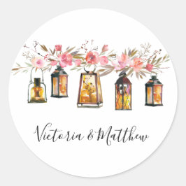 Personligen Blommigt för vattenfärg i Ljusmönster Runt Klistermärke