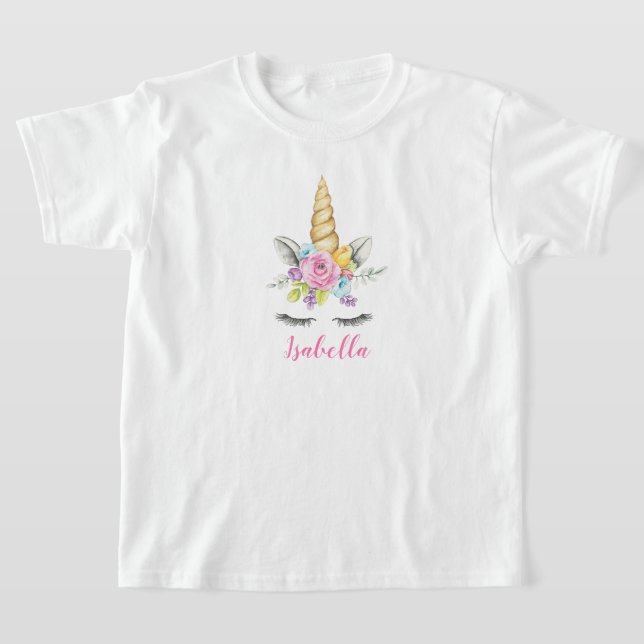 Personligen Blommigt för vattenfärg - Unicorn T Shirt (Laydown)