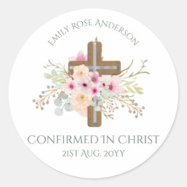 Personligen blommigt Kor Confirmation Stickers Runt Klistermärke