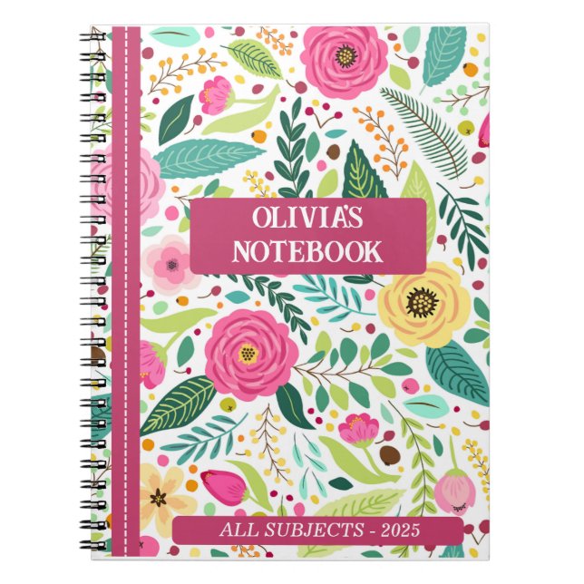 PERSONLIGEN BLOMMIGT NOTEBOOK ANTECKNINGSBOK (Framsidan)