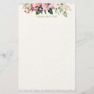 Personligen Blommigt Vattenfärgskalor Brevpapper
