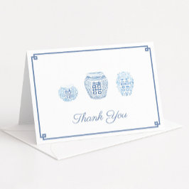 Personligen Blue and White Preppy Ginger Burk Tack Kort