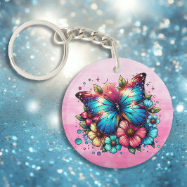 Personligen Blue Butterfly och Rosa Flowers