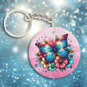 Personligen Blue Butterfly och Rosa Flowers