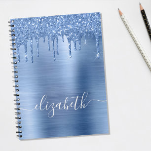 Personligen Blue Dripping Glitter Anteckningsbok