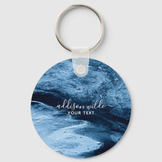 Personligen Blue Glitter Modern Abstrakt Nyckelring