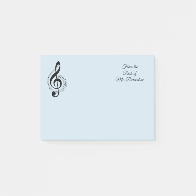 Personligen Blue Music Post it Notes 4x3 Post-it Block (Framsida)