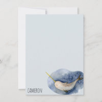 Personligen Blue Narwhal Modern Watercolor Ocean