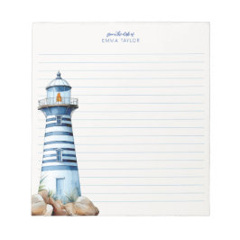 Personligen Blue Nautical Lighthouse Coastal Anteckningsblock