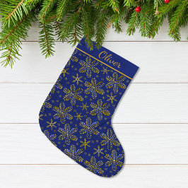 Personligen Blue och Guld Stor Julstrumpa