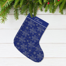 Personligen Blue och Silver Stor Julstrumpa