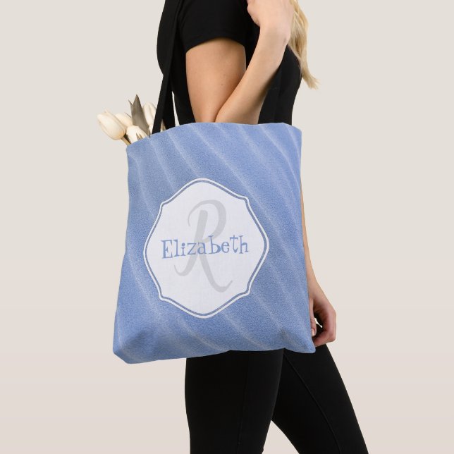 Personligen Blue Sand Ripples Tote Tygkasse (Närbild)