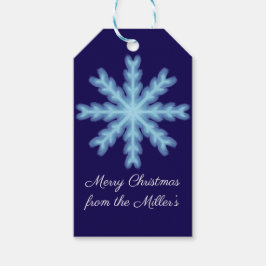 Personligen Blue Snowflake Family Namn Presentetikett