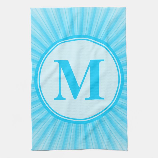 Personligen Blue Sol Monogram Kökshandduk (Vertikal)
