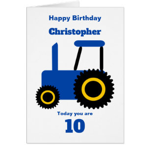 Personligen Blue Tractor Design Birthday Hälsningskort