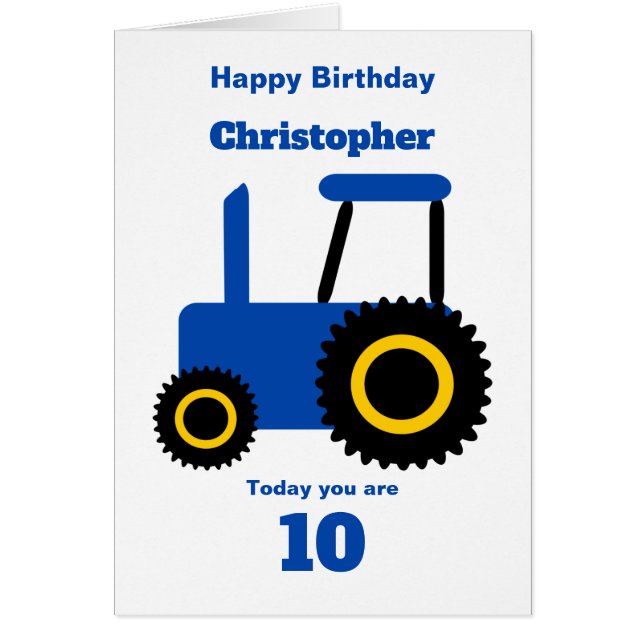 Personligen Blue Tractor Design Birthday Hälsningskort (Framsidan)