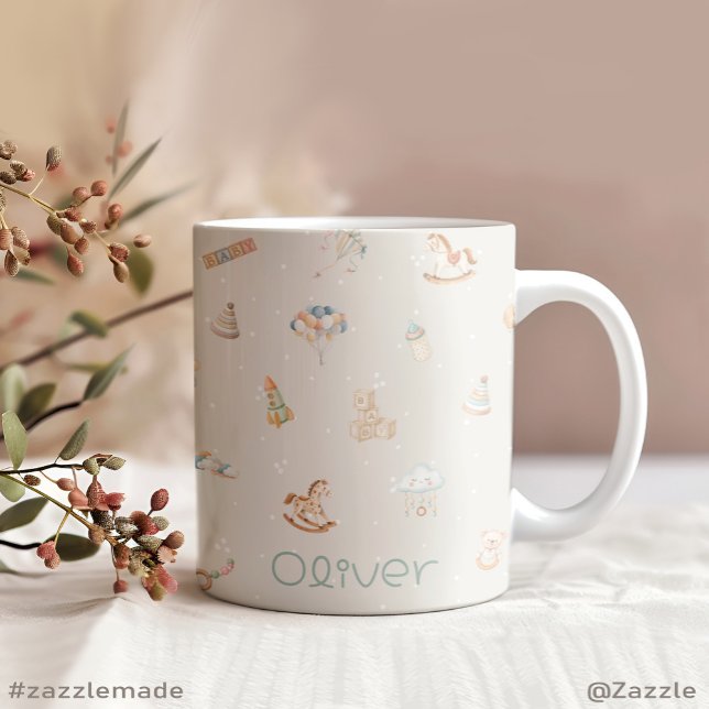 Personligen Boho Autumn Baby Shower Jumbo Mugg (Boho Autumn Baby Shower Personalized Giant Coffee Mug)