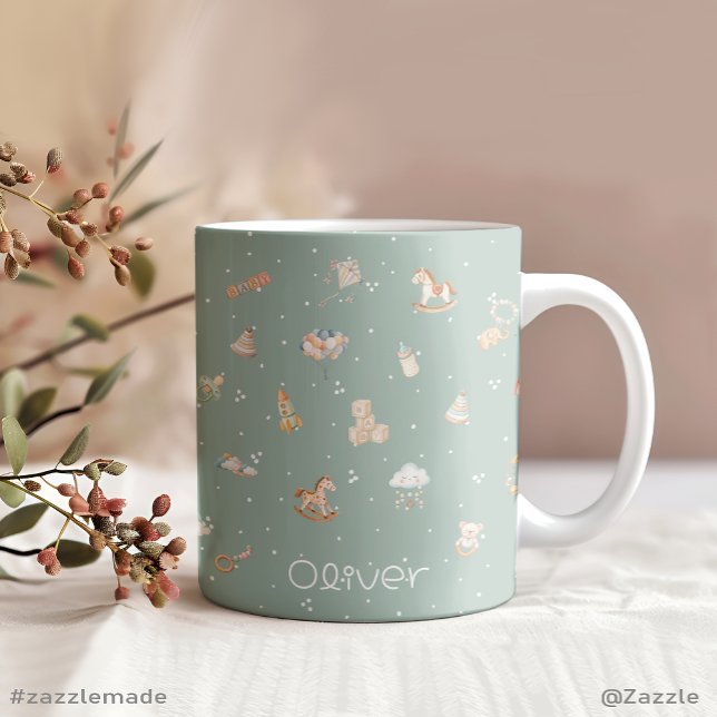 Personligen Boho Autumn Baby Shower Jumbo Mugg (Boho Autumn Baby Shower Personalized Giant Coffee Mug)